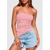 imagePRETTYGARDEN Womens Tube Top 2025 Summer Trendy Strapless Tops Going Out Outfits Ruched Asymmetrical Bandeau ShirtsPink
