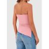 imagePRETTYGARDEN Womens Tube Top 2025 Summer Trendy Strapless Tops Going Out Outfits Ruched Asymmetrical Bandeau ShirtsPink