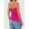 imagePRETTYGARDEN Womens Tube Top 2025 Summer Trendy Strapless Tops Going Out Outfits Ruched Asymmetrical Bandeau ShirtsRose Red