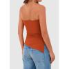 imagePRETTYGARDEN Womens Tube Top 2025 Summer Trendy Strapless Tops Going Out Outfits Ruched Asymmetrical Bandeau ShirtsRust Red