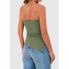 imagePRETTYGARDEN Womens Tube Top 2025 Summer Trendy Strapless Tops Going Out Outfits Ruched Asymmetrical Bandeau ShirtsSage Green