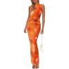 imagePRETTYGARDEN Wedding Guest Dresses for Women 2025 Summer Resort Wear Sexy Floral Bodycon Sleeveless Mesh Maxi Long DressPrint Orange