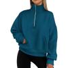 imagePRETTYGARDEN Womens Fall Fashion Half Zip Sweatshirts Long Sleeve Collared Cropped Pullover Tops Trendy Y2K ClothesLake Blue