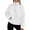 imagePRETTYGARDEN Womens Fall Fashion Half Zip Sweatshirts Long Sleeve Collared Cropped Pullover Tops Trendy Y2K ClothesWhite