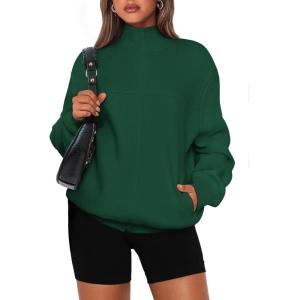 imagePRETTYGARDEN Womens 2025 Spring Fall Fashion Full Zip Up Sweatshirt Long Sleeve Loose Fit Trendy Casual Jacket with PocketsGreen