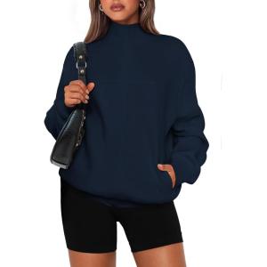 imagePRETTYGARDEN Womens 2025 Spring Fall Fashion Full Zip Up Sweatshirt Long Sleeve Loose Fit Trendy Casual Jacket with PocketsNavy