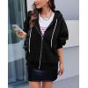 imagePRETTYGARDEN Womens 2025 Fall Oversized Hoodies Sweatshirt Long Sleeve Zip Up Pockets Loose Fit Y2K Winter Jackets CoatBlack
