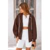 imagePRETTYGARDEN Womens 2025 Fall Oversized Hoodies Sweatshirt Long Sleeve Zip Up Pockets Loose Fit Y2K Winter Jackets CoatBrown Coffee