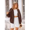 imagePRETTYGARDEN Womens 2025 Fall Oversized Hoodies Sweatshirt Long Sleeve Zip Up Pockets Loose Fit Y2K Winter Jackets CoatBrown Coffee