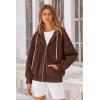 imagePRETTYGARDEN Womens 2025 Fall Oversized Hoodies Sweatshirt Long Sleeve Zip Up Pockets Loose Fit Y2K Winter Jackets CoatBrown Coffee