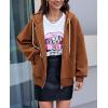 imagePRETTYGARDEN Womens 2025 Fall Oversized Hoodies Sweatshirt Long Sleeve Zip Up Pockets Loose Fit Y2K Winter Jackets CoatCaramel