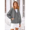 imagePRETTYGARDEN Womens 2025 Fall Oversized Hoodies Sweatshirt Long Sleeve Zip Up Pockets Loose Fit Y2K Winter Jackets CoatDark Grey