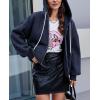 imagePRETTYGARDEN Womens 2025 Fall Oversized Hoodies Sweatshirt Long Sleeve Zip Up Pockets Loose Fit Y2K Winter Jackets CoatNavy