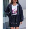 imagePRETTYGARDEN Womens 2025 Fall Oversized Hoodies Sweatshirt Long Sleeve Zip Up Pockets Loose Fit Y2K Winter Jackets CoatNavy