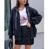 imagePRETTYGARDEN Womens 2025 Fall Oversized Hoodies Sweatshirt Long Sleeve Zip Up Pockets Loose Fit Y2K Winter Jackets CoatNavy