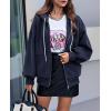 imagePRETTYGARDEN Womens 2025 Fall Oversized Hoodies Sweatshirt Long Sleeve Zip Up Pockets Loose Fit Y2K Winter Jackets CoatNavy