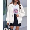 imagePRETTYGARDEN Womens 2025 Fall Oversized Hoodies Sweatshirt Long Sleeve Zip Up Pockets Loose Fit Y2K Winter Jackets CoatWhite