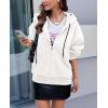 imagePRETTYGARDEN Womens 2025 Fall Oversized Hoodies Sweatshirt Long Sleeve Zip Up Pockets Loose Fit Y2K Winter Jackets CoatWhite