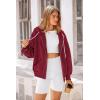 imagePRETTYGARDEN Womens 2025 Fall Oversized Hoodies Sweatshirt Long Sleeve Zip Up Pockets Loose Fit Y2K Winter Jackets CoatWine Red