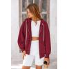imagePRETTYGARDEN Womens 2025 Fall Oversized Hoodies Sweatshirt Long Sleeve Zip Up Pockets Loose Fit Y2K Winter Jackets CoatWine Red