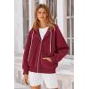 imagePRETTYGARDEN Womens 2025 Fall Oversized Hoodies Sweatshirt Long Sleeve Zip Up Pockets Loose Fit Y2K Winter Jackets CoatWine Red