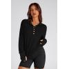 imagePRETTYGARDEN Womens Fall Fashion Button Up Sweatshirt Long Sleeve V Neck Loose Fit Casual Trendy Going Out Pullover TopsBlack