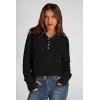 imagePRETTYGARDEN Womens Fall Fashion Button Up Sweatshirt Long Sleeve V Neck Loose Fit Casual Trendy Going Out Pullover TopsBlack