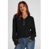 imagePRETTYGARDEN Womens Fall Fashion Button Up Sweatshirt Long Sleeve V Neck Loose Fit Casual Trendy Going Out Pullover TopsBlack