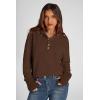 imagePRETTYGARDEN Womens Fall Fashion Button Up Sweatshirt Long Sleeve V Neck Loose Fit Casual Trendy Going Out Pullover TopsCoffee