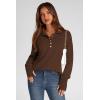 imagePRETTYGARDEN Womens Fall Fashion Button Up Sweatshirt Long Sleeve V Neck Loose Fit Casual Trendy Going Out Pullover TopsCoffee