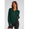 imagePRETTYGARDEN Womens Fall Fashion Button Up Sweatshirt Long Sleeve V Neck Loose Fit Casual Trendy Going Out Pullover TopsDark Green