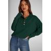 imagePRETTYGARDEN Womens Fall Fashion Button Up Sweatshirt Long Sleeve V Neck Loose Fit Casual Trendy Going Out Pullover TopsDark Green