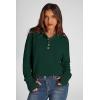 imagePRETTYGARDEN Womens Fall Fashion Button Up Sweatshirt Long Sleeve V Neck Loose Fit Casual Trendy Going Out Pullover TopsDark Green