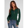 imagePRETTYGARDEN Womens Fall Fashion Button Up Sweatshirt Long Sleeve V Neck Loose Fit Casual Trendy Going Out Pullover TopsDark Green