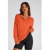 imagePRETTYGARDEN Womens Fall Fashion Button Up Sweatshirt Long Sleeve V Neck Loose Fit Casual Trendy Going Out Pullover TopsOrange