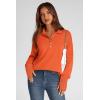 imagePRETTYGARDEN Womens Fall Fashion Button Up Sweatshirt Long Sleeve V Neck Loose Fit Casual Trendy Going Out Pullover TopsOrange