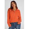 imagePRETTYGARDEN Womens Fall Fashion Button Up Sweatshirt Long Sleeve V Neck Loose Fit Casual Trendy Going Out Pullover TopsOrange