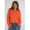 imagePRETTYGARDEN Womens Fall Fashion Button Up Sweatshirt Long Sleeve V Neck Loose Fit Casual Trendy Going Out Pullover TopsOrange