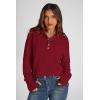 imagePRETTYGARDEN Womens Fall Fashion Button Up Sweatshirt Long Sleeve V Neck Loose Fit Casual Trendy Going Out Pullover TopsWine Red