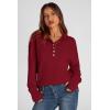 imagePRETTYGARDEN Womens Fall Fashion Button Up Sweatshirt Long Sleeve V Neck Loose Fit Casual Trendy Going Out Pullover TopsWine Red