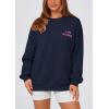 imagePRETTYGARDEN Womens Fall Fashion Oversized Sweatshirts Casual Crewneck Long Sleeve Graphic Pullover Tops ShirtNavy