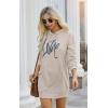imagePRETTYGARDEN Womens Hooded Sweatshirt Fall Fashion Drawstring Lightweight Long Sleeve Pullover Hoodie DressApricot