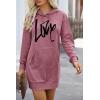 imagePRETTYGARDEN Womens Hooded Sweatshirt Fall Fashion Drawstring Lightweight Long Sleeve Pullover Hoodie DressBean Paste Pink