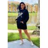 imagePRETTYGARDEN Womens Hooded Sweatshirt Fall Fashion Drawstring Lightweight Long Sleeve Pullover Hoodie DressBlack