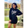 imagePRETTYGARDEN Womens Hooded Sweatshirt Fall Fashion Drawstring Lightweight Long Sleeve Pullover Hoodie DressBlack