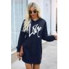 imagePRETTYGARDEN Womens Hooded Sweatshirt Fall Fashion Drawstring Lightweight Long Sleeve Pullover Hoodie DressNavy