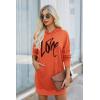 imagePRETTYGARDEN Womens Hooded Sweatshirt Fall Fashion Drawstring Lightweight Long Sleeve Pullover Hoodie DressOrange