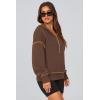 imagePRETTYGARDEN Womens Hooded Sweatshirts Long Sleeve Half Zip Cropped Hoodie Pullover Winter Fashion ClothesBrown Coffee