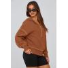 imagePRETTYGARDEN Womens Hooded Sweatshirts Long Sleeve Half Zip Cropped Hoodie Pullover Winter Fashion ClothesCaramel