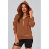 imagePRETTYGARDEN Womens Hooded Sweatshirts Long Sleeve Half Zip Cropped Hoodie Pullover Winter Fashion ClothesCaramel